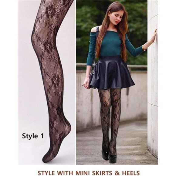 Women Patterned Fishnet Tights Black Fishnets Net Stockings Pantyhose - Picture 2 of 6